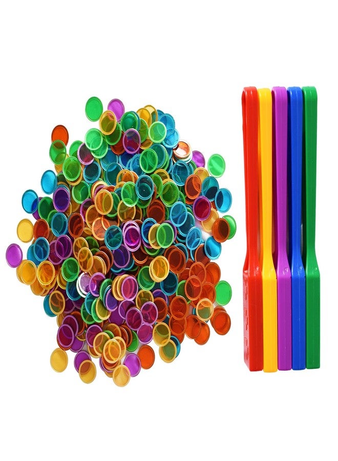 Yuanhe Magnetic Bingo Chips Set - 5 Colors Magnetic Wands with 500 Metal Chips for Counting and Sorting, Educational Activities - Image 4